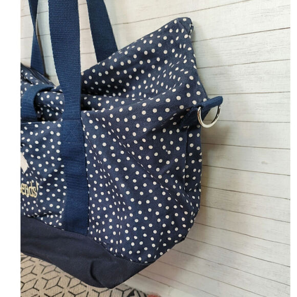 THIRTY-ONE BAGS FOLD OVER WEEKENDER BAG in NAVY DANCING DOTS "I ♡ WEEKENDS" - Picture 3 of 16